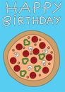 Greeting card with cute simple pizza